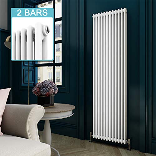 ELEGANT Traditional Colosseum Vertical Radiator Double White Cast Iron Style 2 Column Radiators for Bathroom/Living Room/Kitchen 1800 x 560 mm