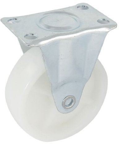 Trolley - Rotella fissa rigida a una ruota bianca, diametro 3 pollici, tono argento