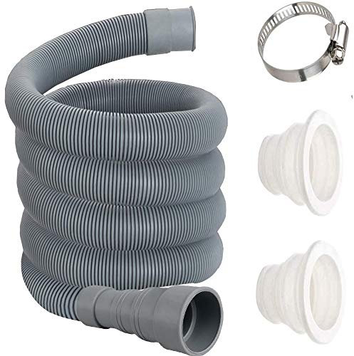 Lurowo Ablaufschlauch Waschmaschinenschlauch Zulaufschlauch Schlauch inkl. Schlauchschelle und Rohrdichtstopfen, Verlängerung Waschrohr (5m)
