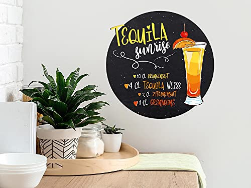 GRAZDesign Wandtattoo Küche Cocktail-Rezept Tequilla sunrise Spruch, Wandaufkleber Esszimmer, Küchenaufkleber / 30x30cm