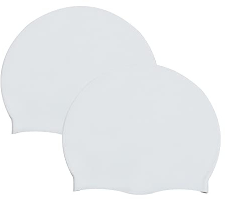 2 PCS Bonnet de Bain en Silicone Unisexe Classic Silicone Bonnet de Piscine(Blanc)