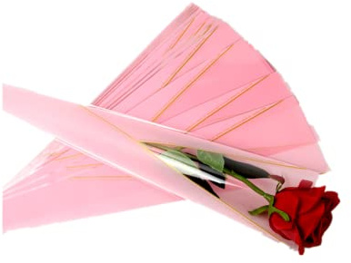 100 Counts Single Floral packaging bag,Single Rose Sleeve,Single Rose&Carnations Flower Wrapping Paper,Flower Bouquet for Mother's day Valentines Day Wedding Birthday Gift,Pink,17.75x5x1.5