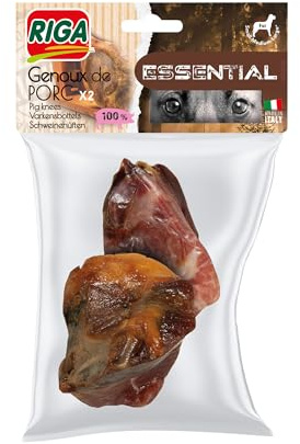 Riga - Essential - Genoux De Porc - Friandises pour Chien À Mâcher - Riche en Protéines - sans Colorant Ni Additifs - Longue Durée - Mastication Et Récompense - Gourmandise Naturelle Savoureuse - x 2
