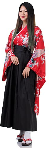 PRINCESS OF ASIA Hochwertiges Japan Damen Geisha Samurai Kriegerin Kimono Outfit Kostüm Hanfu Kleid Maiko aus Baumwolle & Satin