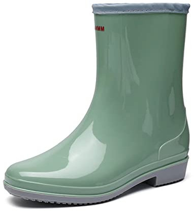 SWZEC Donna Stivali Pioggia Leggeri Eleganti Giardinaggio Wellington Impermeabili Stivaletti Gomma Antiscivolo Semplice Verde 38