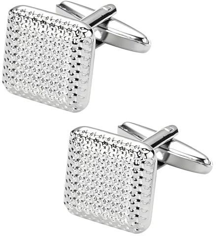 Jonwo Boutons de manchette carrés en métal 4 couleurs pour homme avec coffret cadeau argenté, doré, noir, or rose pour robe de mariage, chemise, fête, anniversaire de mariage, 16 x 16mm (0.63 Inch),