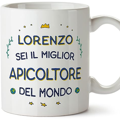 MUGFFINS Tazas Personalizadas para APICULTOR hombre - En Italiano - Migliore del Mondo - 11 oz / 330 ml - Regalo Personalizable original y divertido