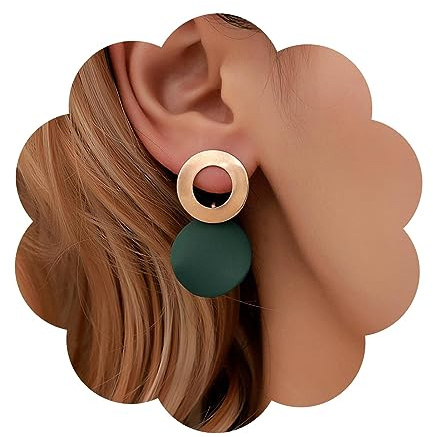 Yheakne Boho Acryl Grüner Kreis Ohrringe - Gold Ohrstecker Emaille Tropfen Geometrische Baumeln Schmuck Für Frauen Und Mädchen
