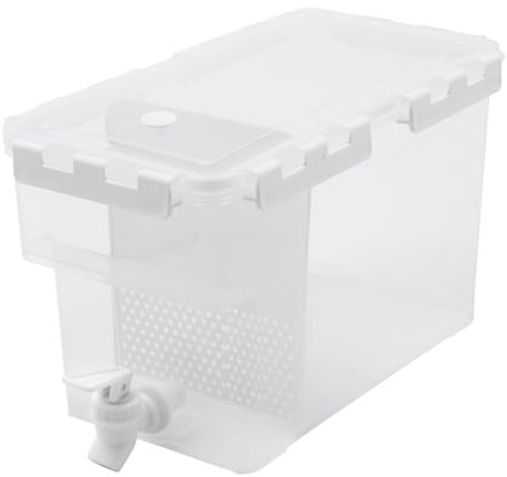 Donened Dispensador de bebidas, 6 L, dispensador de agua con grifo y función de filtrado, dispensador de agua de plástico, dispensador de zumo para frigorífico (blanco)