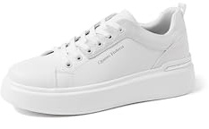 QUEEN HELENA Sneakers Basse Scarpe da Ginnastica con Plateau Leggere Bianche Donna X30-8 (Bianco, Sistema Taglie Calzature EU, Adulto, Donna, Numero, Media, 40)
