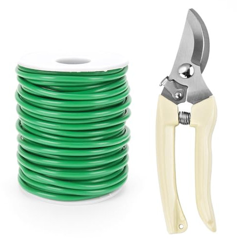 Alambre de encuadernación verde para jardín, engomado, 3,5 mm x 20 m, alambre de jardín suave, recubierto de plástico, alambre para plantas trepadoras
