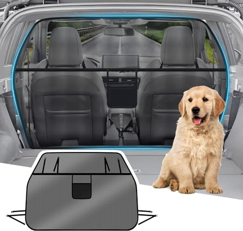 Automiim Foldable Dog Car Barrier One-Piece Design, 51.2 Wide Dog Car Divider Back Seat Barrier Behind Front Seats, Pet Barrier for Small Crossover, Compact Crossover and Car