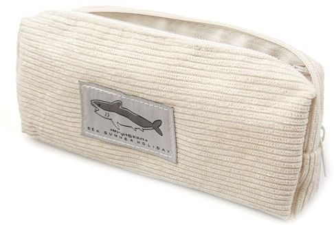 1 Estuche con Cremallera para Lápices de Pana para Lápices,Estuche Simple de Color Sólido,Bolsa de Almacenamiento Portátil,Estuche Escolar Bolsa de Papelería,Bolsa de Cosméticos Unisex-Blanquecino