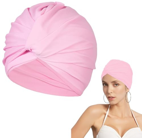 QEEROYO Bonnets de Bain Élastique, Bonnet de Natation en Tissu Polyester, Bonnet de Bain Piscine, pour Cheveux Longs, pour Femmes et Filles