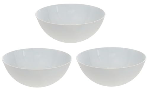 Meberg PF12080301_x3 - Set di 3 ciotole per insalata, in plastica, diametro 25 cm, altezza: 10 cm, per insalata e pasta, colore: Bianco