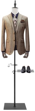 LENDISIY Skräddardocka för män, skyltfönsterdocka, omklädningsform, justerbar höjd, mannequin Torso kläddocka för visning och sömnad (vit + antik + svart, M)