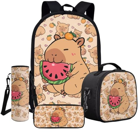 ASQVTIFE 43 cm (17 tum) skola bokpåse set 4 stycken ryggsäckar isolerad LunchBox lätt barn vardaglig ryggsäck, One Size, ledig