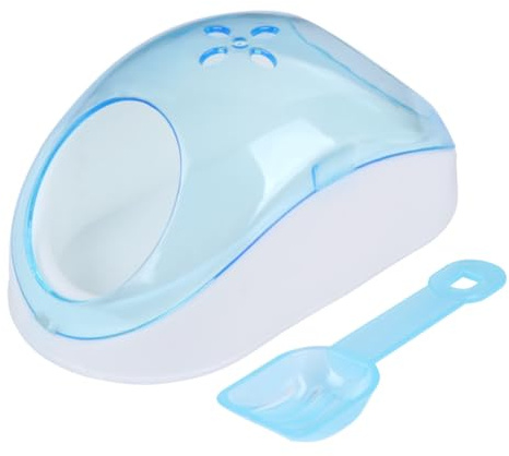 TOBBOMEY Hamster Sandbadehaus Satz Mit Sandschaufel Langlebiger Kunststoff Himmelblau Tragbar Für Kleine Haustiere Wie Chinchilla Und Hamster
