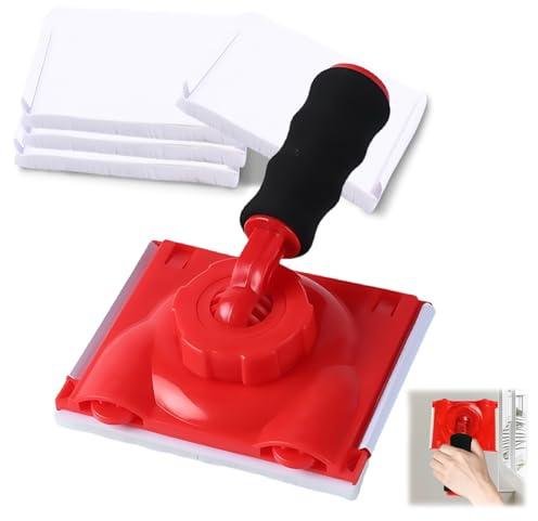 Paint Edge Trimmer Plus 4 Replace Pads, Paint Pad Applicator, Corner Walls and Ceilings Pad Painter, Edge Painting Tool with Painter's Pad Refills for Baseboards, Windows, Doors
