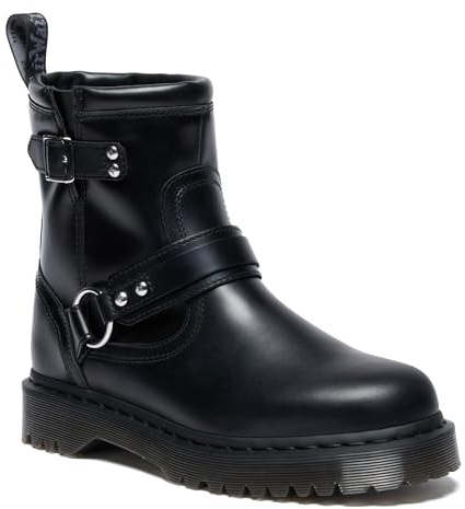 Dr. Martens Stivali da moto unisex per adulti con imbracatura Anistone, nero, 10 Women/9 Men