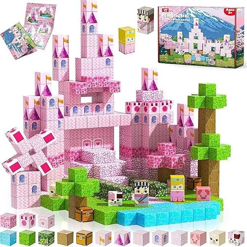 MEESHEEP Magnetic Blocks for Girls Age 3 4 5 6 7 8 9 10 Years Old, Magnetic Building Blocks 100PCS for Toddlers Kids, Montessori STEM Toys for Birthday Gifts