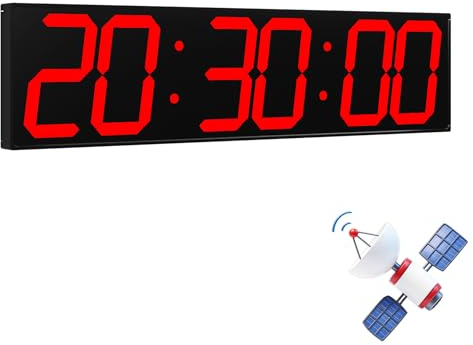 CHKOSDA 70cm Large Digital Wall Clock with Seconds and GPS - Red | GPS Auto-Sync Time, No Wi-Fi Required, 50m Visibility, 8-Level Dimming, Timer, Remote, Mains Powered for Office, Gym,Garage