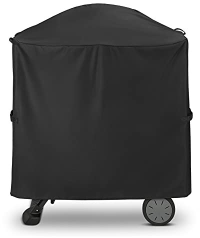 Unicook Grill Cover for Weber Q 100/1000 Q 200/2000 Grills with Portable Cart, Compared to Weber 7113, Heavy Duty Waterproof Full Length Portable Gasgrill Cover, Fade and UV Resistant Material, Black