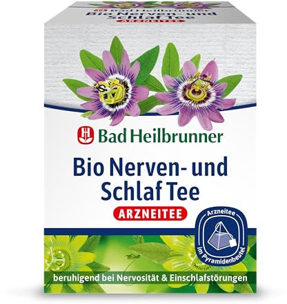 Bad Heilbrunner Bio Nerven- & Schlaftee - im Pyramidenbeutel - Melisse, Lavendel & Hopfen - beruhigt bei Nervosität & Einschlafstörung - für überreizte Nervenbündel (4 x 12 Pyramidenbeutel)