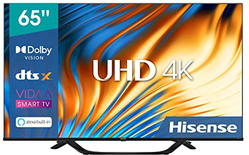 Hisense 65A67H 164cm (65 Zoll) Fernseher, 4K UHD, Smart TV, HDR, Dolby Vision, Triple Tuner DVB-C/S/ S2/ T/ T2, Frameless, Bluetooth, WiFi, Alexa Built-In, DTS Virtual X, Hotel Mode, Schwarz [2022 ]