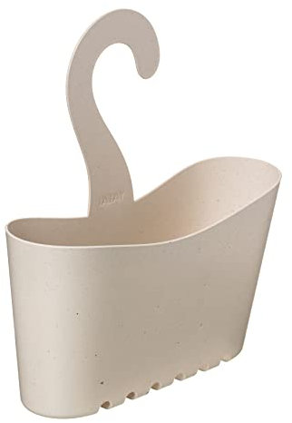 TATAY Portaoggetti da Doccia, Polipropilene, 100% Materiale Riciclato, Cestino Multifunzionale, Beige, Dimensioni: 25 x 9 x 28 cm