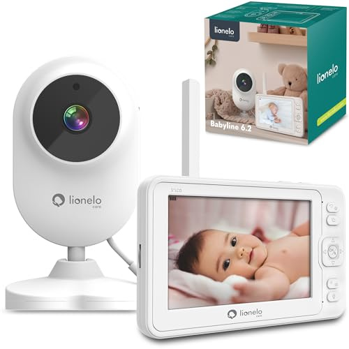 Lionelo Babyline 6.2 Elektronisches Kindermädchen Full HD 5” Innenüberwachung, Reichweite 200m, Bidirektionale Kommunikation, Nachtmodus, Alarmsignal, Bewegung/Temp.-Sensor, VOX-Modus, Schlaflieder