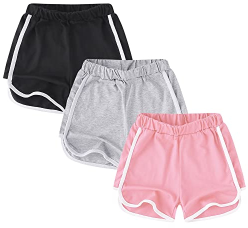 GENTABY Girls Cotton Athletic Shorts Sports - Summer Casual Wear Gym Running Shorts Dancing 3 Pack 10-11 Years Girls Black Shorts Pants