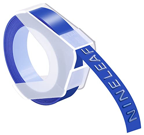 NineLeaf 40 Packung Ersatz für Dymo S0898140 520106 3D Kunststoff Prägebändern Bänder 9mm weiß auf Blau Bänder Schriftband für 814580 1595GY 18577 20008CP Motex E-101 E-303 Beschriftungsger