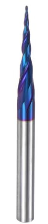 sourcing map Tapered Ball Nose End Mill CNC Router Bit, 0.5mm Radius 1/4 Shank Solid Carbide Coated Upcut Spiral 2 Flutes Cutter Milling Tool, 1mm Dia 3 Total Length