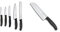 Victorinox Swiss Classic Kitchen Set, 5 Pieces, Black & 17 cm Swiss Classic Fluted Edge Santoku Knife in Blister Pack, Black