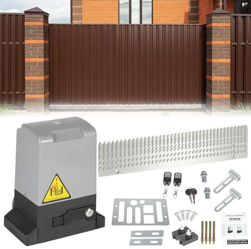 Joparri Schiebetorantrieb, 750w schiebetorantrieb toröffner, mit fernbedienung Schiene, Toröffner Tor Antrieb bis 1600 kg, 4 Meter Zahnstange