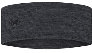 BUFF®| Headband LW Merino Wool Headband Man Women Adult Temperature Regulating, 100% Merino Wool, Open Air, Sustainable, Lightweight, Comfort, One size, Dark Grey