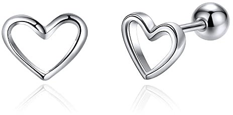 JSGEMSLEE Herz Ohrringe für Mädchen Kleine Ohrstecker Silber 925 Sterling Silber Ohrringe für Damen Ball Helix Tragus Knorpel Ohrstecker