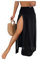 GORGLITTER Women's High Elastic Waist Split Thigh Maxi Cover Up Skirt Smocked Sexy Beach Cover Ups Black Large