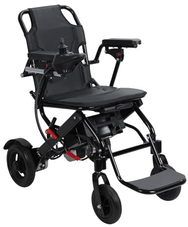 Awjaisca Electric Wheelchair for Adults, Lightweight Motorized Portable Wheelchair with 500W Motors, 12 Miles Range (UK Socket), Travel Mobility Aid, Load Capacity 100 kg, Black