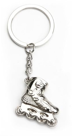 MUCOOS Llavero de patín plateado de Meliard, idea de regalo para deportes de invierno, divertido llavero, regalo de cumpleaños para mamá, papá, novio, diseño de patinaje sobre hielo, plata, S