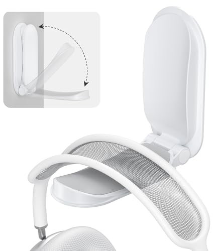 Itramax Wall Mount Headphone Hanger,Magnetic Headset Holder for Desk,1 Pack Adhesive Monitor Headphone Holder,Foldable Sticky PC Gaming Headset Earphone Stand Hook for AirPods Max,Bose,Xbox-White