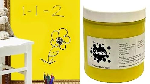 Yellow Chalkboard Paint 250ml Creates Chalk Board On Any Surface For Kids Bedroom Walls Schools Nursery Colour Bright Yellow Tub
