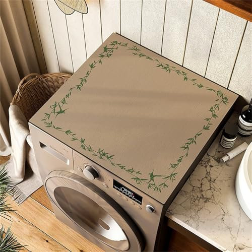 Highdi Housse de Protection pour Machine à Laver Top, Imprimé Kaki Coussin de Machine à Laver Antidérapant, Tapis de Protection pour Dessus Sèche-Linge Buanderie Séchage Rapide (Vert,60x65cm)