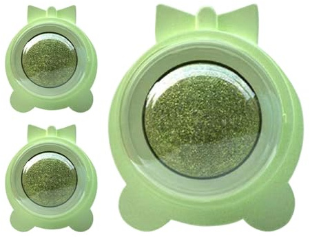 Rotating Catnip Wall Toy - Silvervine Licking Ball for Kitten Chew Snack Cleaning Snack | Feline Stick Enrichment, Health Aid | TEASER CAT CAT STRESS