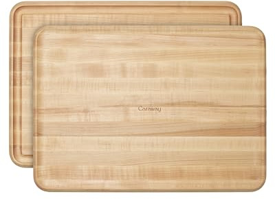 Caraway 17” Prep & Serve Butcher Block, Wood Cutting Board for Kitchen, Rectangle Dual-Sided Chopping Block for Prep, Presentation, and Serving, Maple