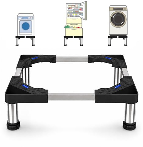 Washing Machine Stand, 4 Legs Adjustable Washer Stand Height 13-16 cm Washing Machine Base Fridge Stand 40-60 cm 150 kg for Tumble Dryers Washer Fridges