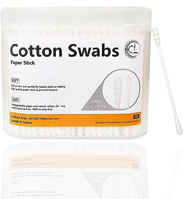 500pcs Mini Cotton Swabs with Paper Stick,Spiral/Round Cotton Bud,Tiny Cotton Head for Personal Care and Cleaning