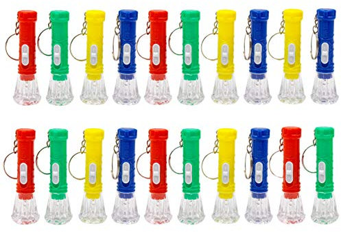 JZK 20 x Colorato Mini Torcia Portachiavi Torce Elettriche Catena Chiave per Regalo Compleanno Natale bomboniera Festa Bambini