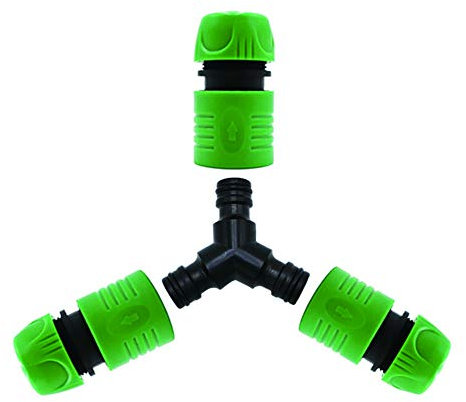 3 Way Hose Connector Garden Pipe Splitter Quick Connector Fitting Including 3 Pieces Hose End Connectors 1/2,1 Piece Double Male Hose Connector,1 Piece Y Hose Connector (5 Pack)